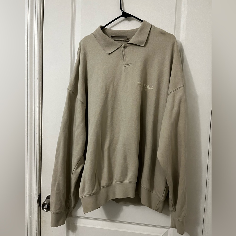 Essentials Fear of God long sleeve polo khaki L